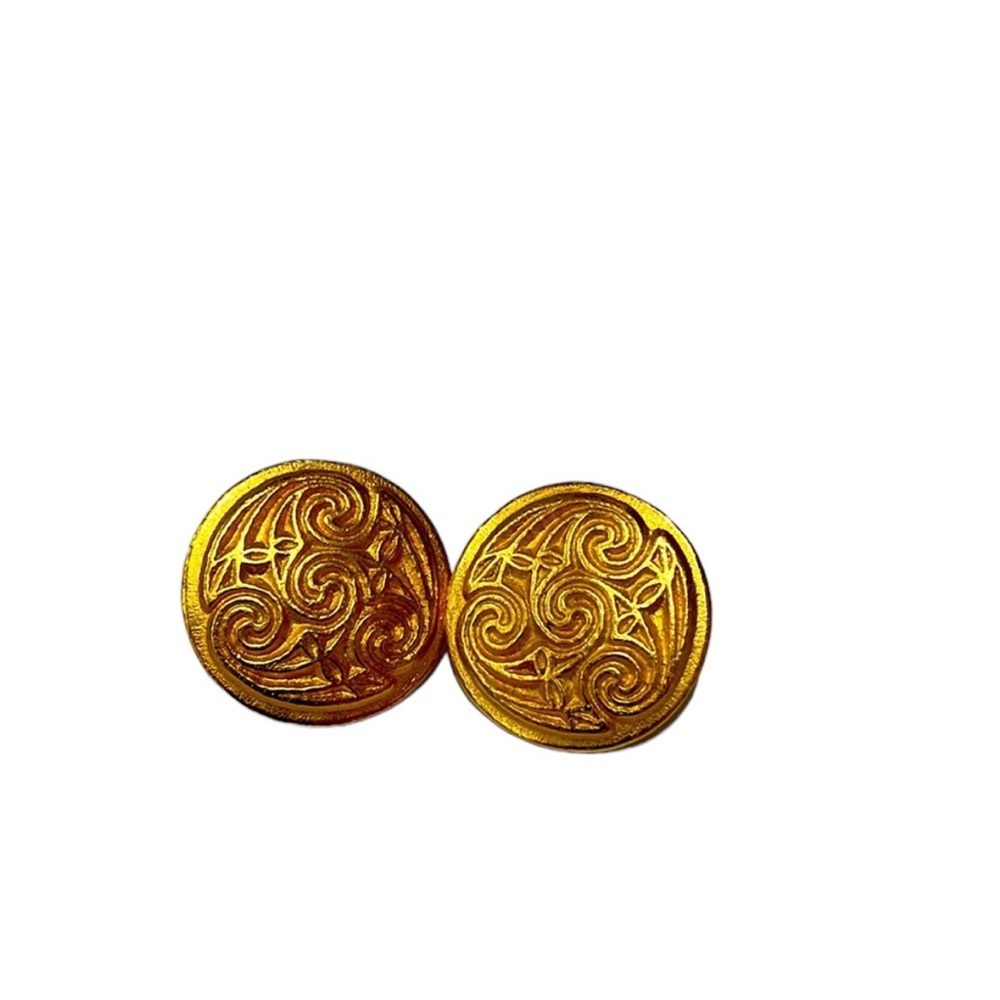 Vintage costume gold button earrings